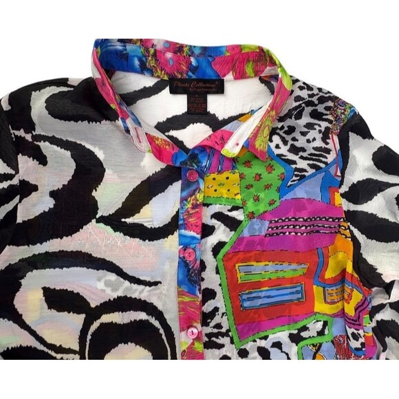 Dopamine Maximalist Abstract Artsy Tunic Color Cotton Pleats Collection Pings XL - Picture 2 of 16